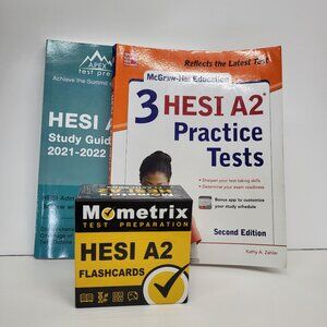 Lot of 3 HESI A2 Study Guide, HESI A2 Practice Test and HESI A2 Flashcards NURSE